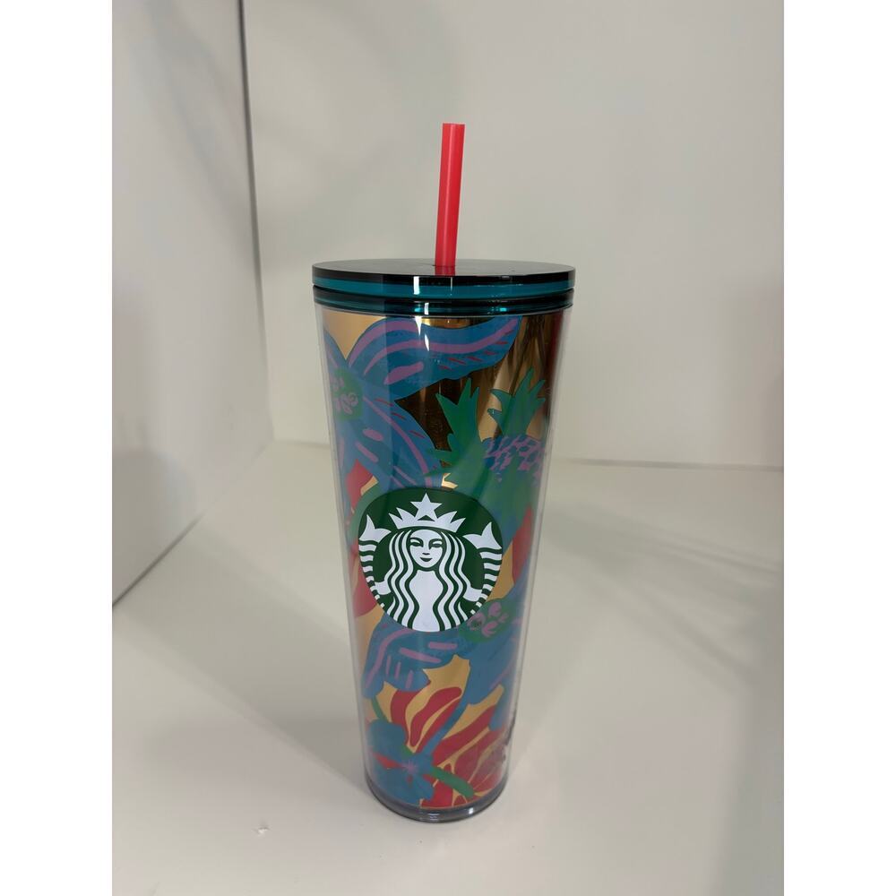 STARBUCKS Summer 2022 Forest Dream Aqua Terra Floral 24 oz Venti Tumbler